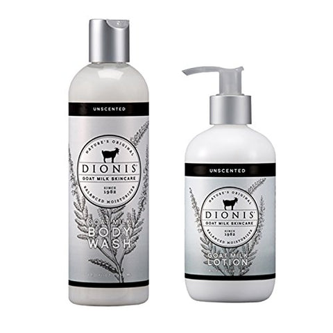 Unscented Goat Milk Lotion, 8.5 oz./ 250 ml and
Unscented Body Wash, 12 oz./ 350 ml