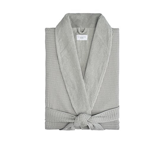 Kassatex Hotel Waffle Terry Robe, Large/X-Large, Gray