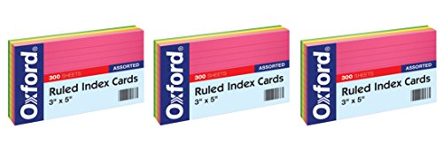 Oxford 3" x 5" Index Cards, Neon, Assorted, 300/Pack