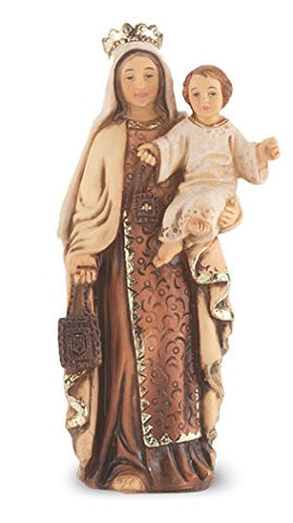 Cold Cast Resin Hand Painted Statue of Our Lady of Mount Carmel in a Deluxe Window Box, 4"