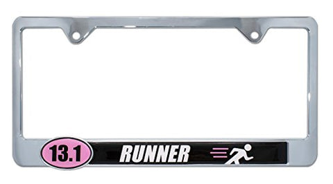 13.1 Half Marathon Runner Pink License Plate Frame