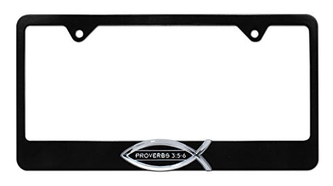 Christian Fish Proverbs 3:5-6 Black License Plate Frame