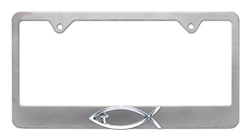 Christian Fish License Plate Frame, Matte Powder Coat Finish