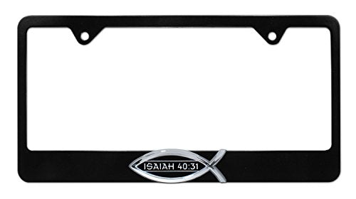 Christian Fish Isaiah 40:31 Black License Plate Frame