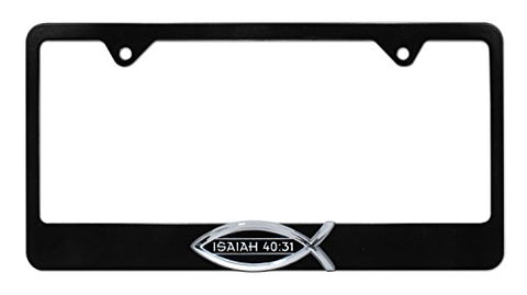 Christian Fish Isaiah 40:31 Black License Plate Frame