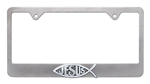 Christian Fish License Plate Frame, Matte Powder Coat Finish