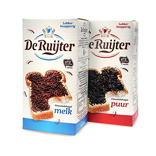De Ruijter Dark Chocolate Sprinkles, 14.1 oz and De Ruijter Milk Chocolate Sprinkles, 14.1 oz