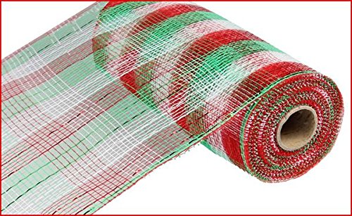 10"X10yd Metallic Check Mesh - Red/White/Lime