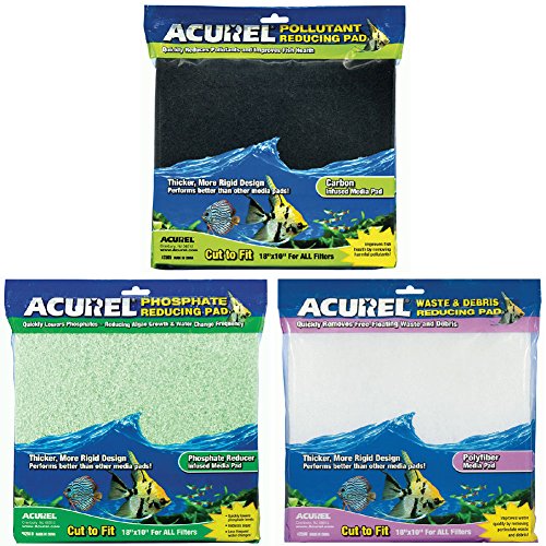 Acurel Waste & Debris Reducing Media Pad 18"X10", Polyfiber, Acurel Pollutant Reducing Media Pad 18"X10", Carbon and Acurel Phosphate Reducing Media Pad 18"X10"