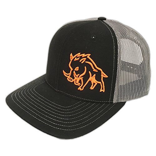 Sniper Pig Hat - Black/Orange Stud Pig with Orange Text