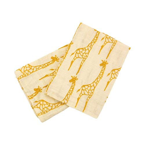 Organic Burpies, Yellow Giraffe, 23"x23", Set of 2