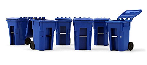First Gear Set of 6 Blue Garbage Trash Bin Containers Replica 1/34 Scale