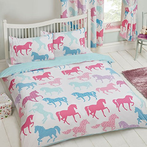 Patchwork Ponies Double Duvet Cover and Pillowcase Set - 200cm x 200cm (78.5in x 78.5in) Pillowcase approx size: 50cm x 75cm (19.5in x 29.5in)