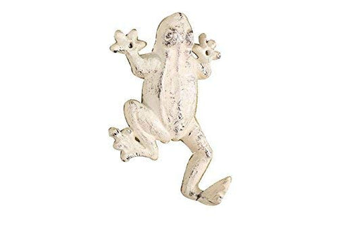 Whitewashed Cast Iron Frog Hook 6 in