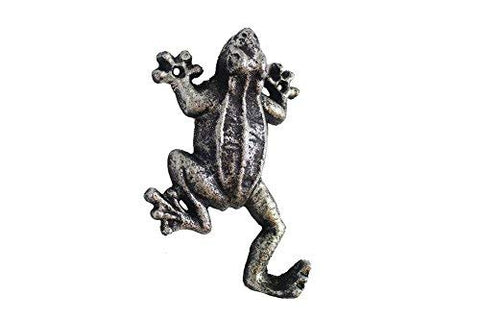 Rustic Silver Cast Iron Frog Hook 6 in