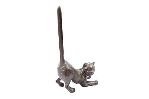 Cast Iron Cat Extra Toilet Paper Stand 10 in