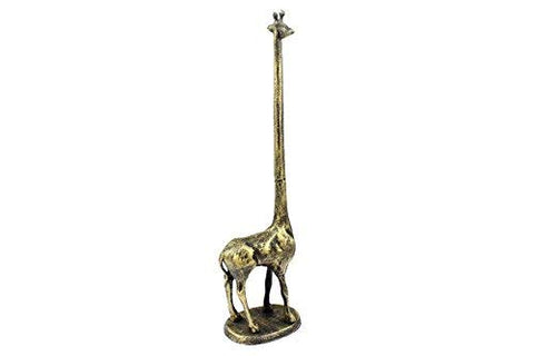 Rustic Gold Cast Iron Giraffe Extra Toilet Paper Stand 19 in