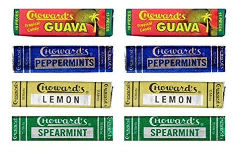 C Howards Guava Tropical Mints, 24.8g,
C Howards Peppermint Mints, 24.8g, 
C Howards Lemon Mints, 24.8g, and
C Howards Spearmint Mints, 24.8g