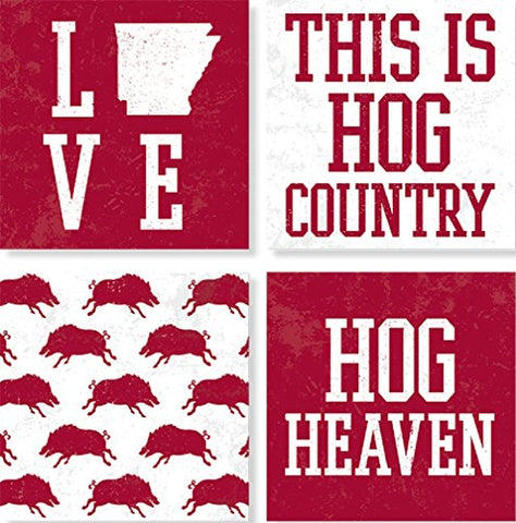 "Red And White" Square House Coaster Set