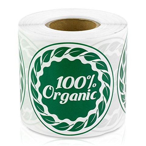2 inch - 100% Organic Stickers - 100% Organic - Food Labels (300 Stickers)