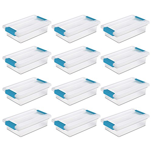Small Clip Box, Clear Lid & Base W/blue Aquarium Latches, 11" L X 6 5/8" W X 2 3/4" H