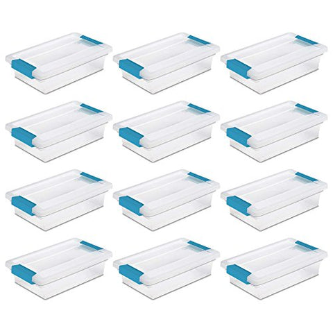 Small Clip Box, Clear Lid & Base W/blue Aquarium Latches, 11" L X 6 5/8" W X 2 3/4" H