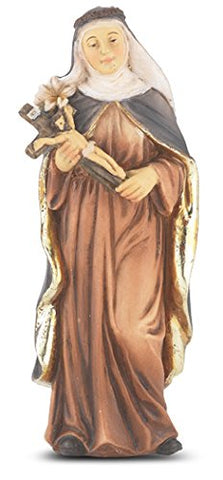 Cold Cast Resin Hand Painted Statue of Saint Catherine of Siena in a Deluxe Window Box, 4"