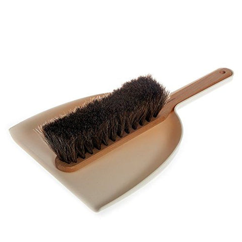 Dustpan & Brush Set White - Beech/Horse Hair
