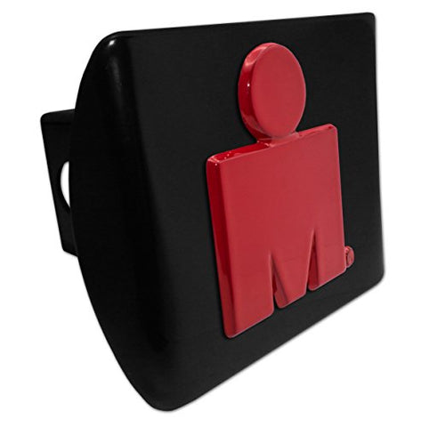 Ironman Red Emblem on Black Metal Hitch Cover
