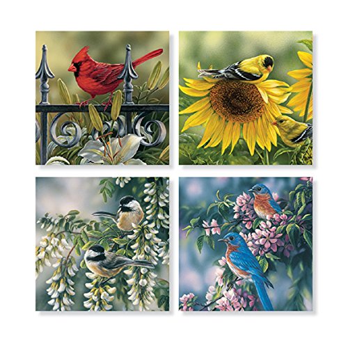 "Mixed Bird" Square House Coaster Set