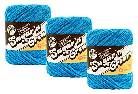 Bulk Buy: Lily Sugar 'n Cream Solids 100% Cotton Yarn (3-Pack) (Hot Blue #1742)