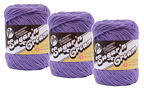 Bulk Buy: Lily Sugar 'n Cream Solids 100% Cotton Yarn (3-Pack) (Hot Purple #1317)