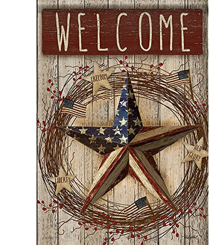 "Primitive Patriotic Barn Star" Dura Soft Flag 28 x 40
