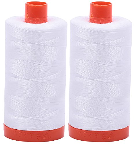 Aurifil- 50wt Cotton 1,422yd, White (2 Pieces)
