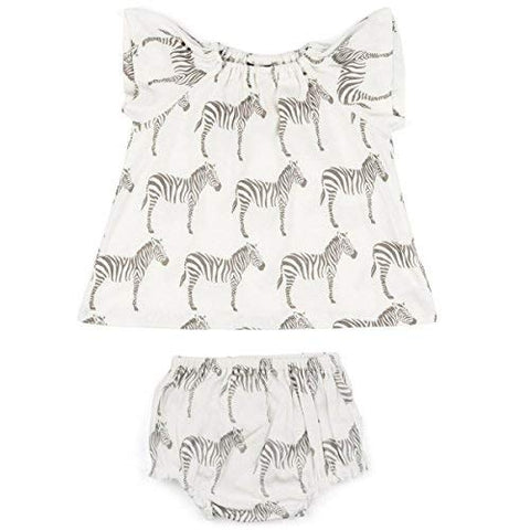 Organic Dress & Bloomer Set, Grey Zebra, 12-18M