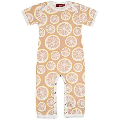 Organic Short Sleeve Romper, Grapefruit, 12-18M