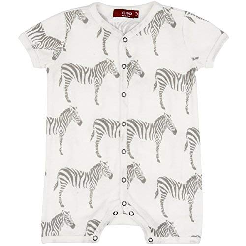 Organic Shortall Romper, Grey Zebra, 12-18M