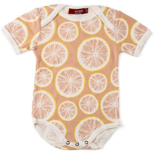 Organic One Piece Short Sleeve, Grapefruit, 6-12M