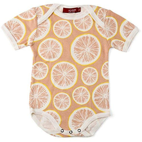 Organic One Piece Short Sleeve, Grapefruit, 6-12M