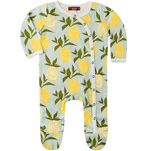 Organic Footed Romper, Blue Lemon, 3-6M