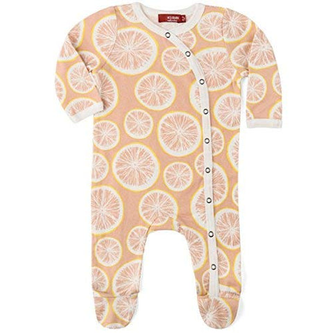 Organic Footed Romper, Grapefruit, 3-6M