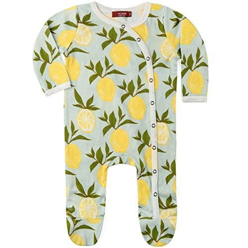 Organic Footed Romper, Blue Lemon, 0-3M