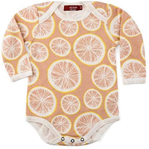 Organic Long Sleeve One Piece, Grapefruit, 3-6M