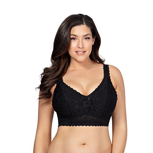 Adriana Wire Free Lace Bralette 34F, Black