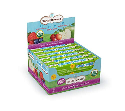 Torie & Howard Sour Chewie Fruities Organic Candy, Sour Apple Flavor - 2.1oz Stick Packs