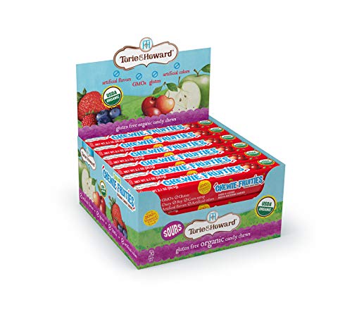 Torie & Howard Sour Chewie Fruities Organic Candy, Sour Cherry Flavor - 2.1oz Stick Packs