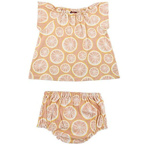 Organic Dress & Bloomer Set, Grapefruit, 3-6M
