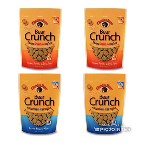 Charlee Bear, Bear Crunch Grain-Free Treats, Chicken/Pumpkin/Apple - 8oz and Charlee Bear, Bear Crunch Grain-Free Treats, Bacon/Blueberry - 8oz