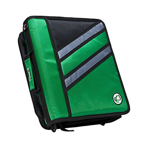 Case-it Z-Binder Two-in-One 1.5-Inch D-Ring Zipper Binders, Kelly Green