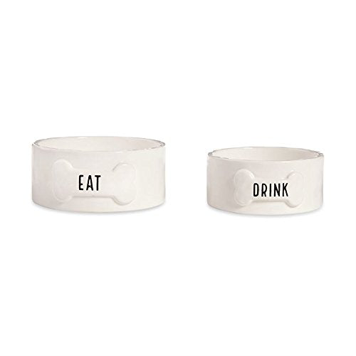 Ceramic Dog Bowl Set (Eat 3.5x8-inch / Drink 3x7-inch)